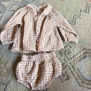 Rylee + Cru Brown and White Checkered Baby Set